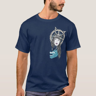 Steampunk Samurai-Mädchen mit Drachen T-Shirt