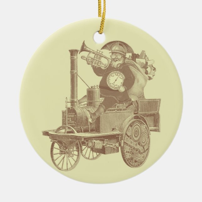 Steampunk Sankt - Vintage frohe Weihnachten Keramik Ornament (Vorne)