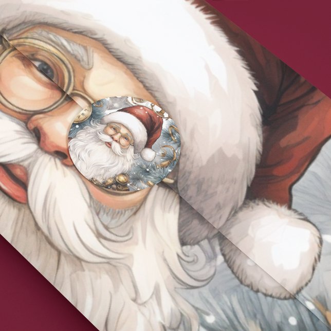 Steampunk Santa Claus Uhrwerk und Schneebäume Seidenpapier (Steampunk Santa Claus tissue paper for the Christmas holidays and grab your round Santa stickers too)