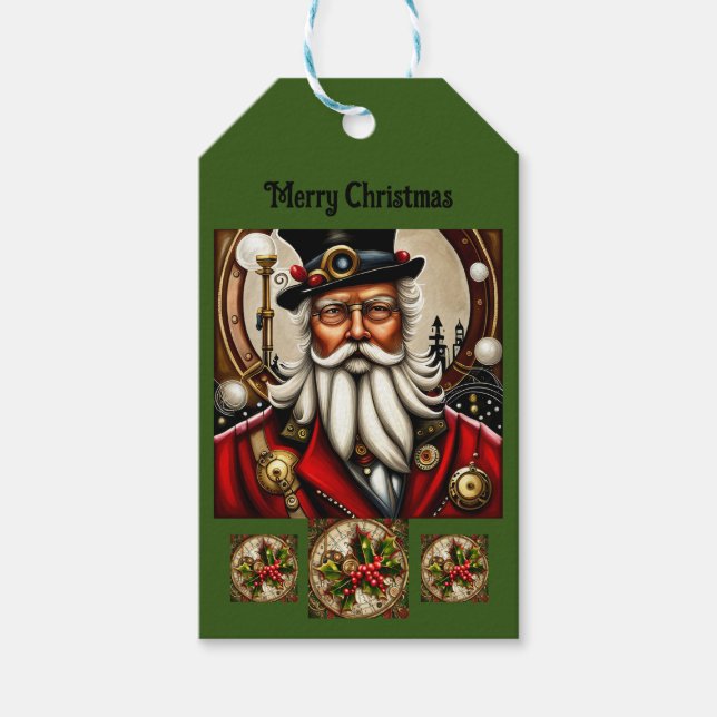 Steampunk Santa Geschenkanhänger (Vorderseite)