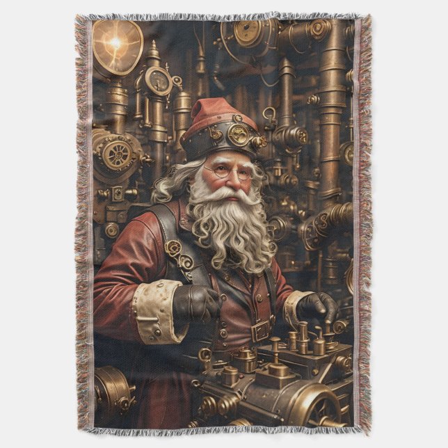 Steampunk Santa Throw Blanket Decke (Vorderseite Vertikal)