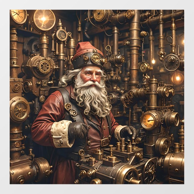 Steampunk Santa Window Cloning Fensteraufkleber (Blatt)
