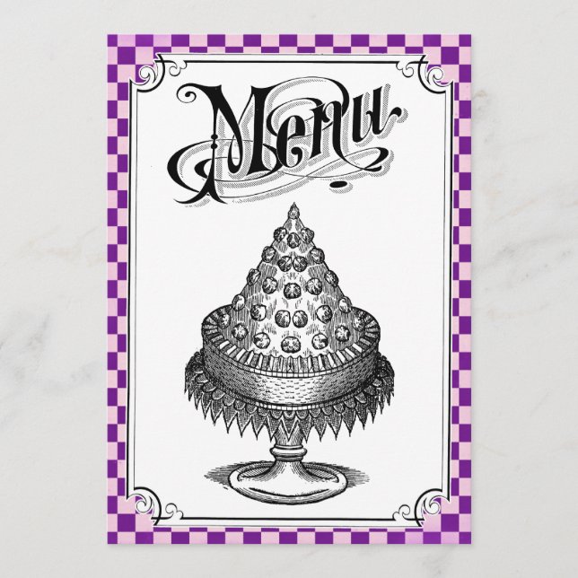 Steampunk Schachbrett-Hochzeits-Menü-Karten Menükarte (Vorderseite)