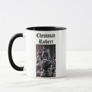 Steampunk-Schachdesign mit individuellem Namen Tasse