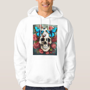 Steampunk-Schädel mit Butterfly-Afro-Frisur Hoodie