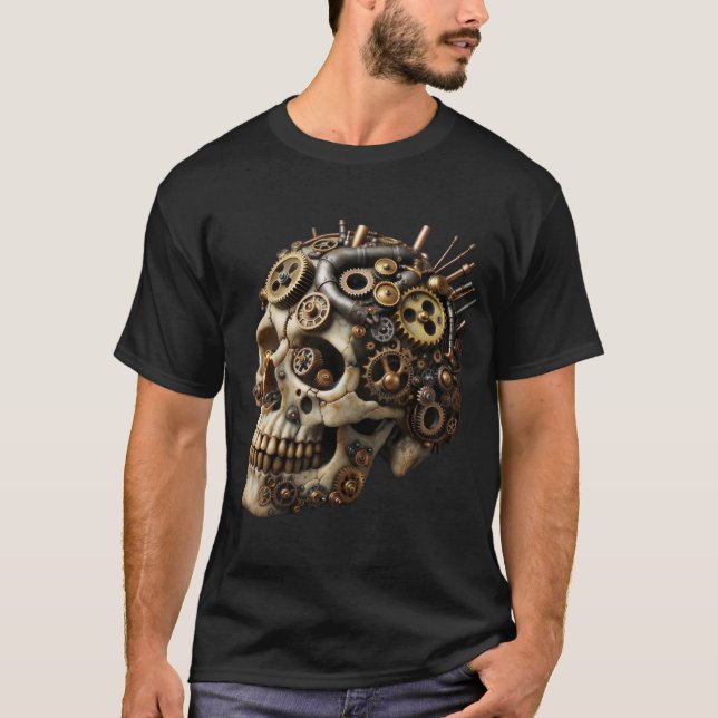 Steampunk-Schädelmechanik T-Shirt (Vorderseite)