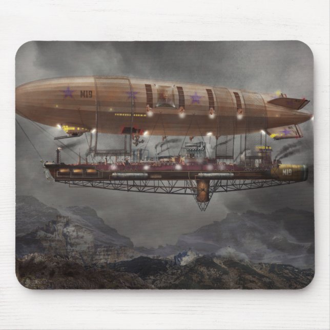 Steampunk - schalldichte Zelle - Luftschiff Mousepad (Vorne)