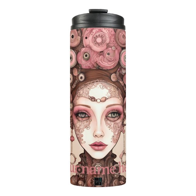 STEAMPUNK SCHAUTY FANTASY ART PINK Thermal Tumbler Thermosbecher (Vorderseite)