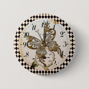 Steampunk-Schmetterling-Rund Button