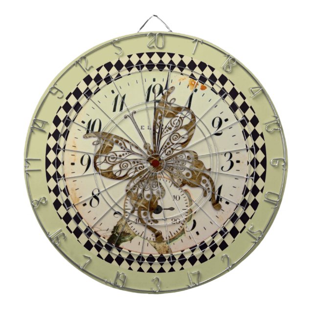 Steampunk-Schmetterling-Rund Dartscheibe (vorne)