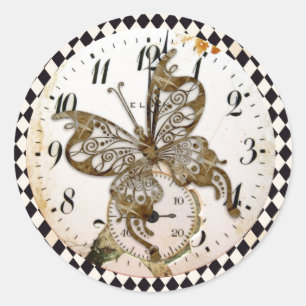 Steampunk-Schmetterling  Runder Aufkleber