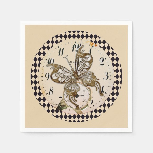 Steampunk Schmetterling Serviette (Vorderseite)