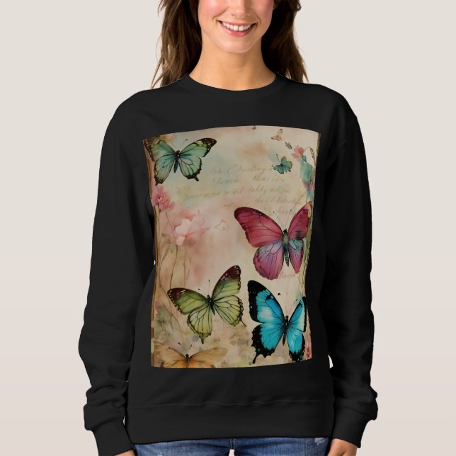Steampunk-Schmetterlings-Schädel – Luxuriöse abstr Sweatshirt (Vorderseite)