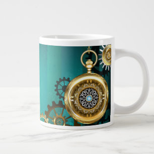 Steampunk-Schmuck Uhr auf grünem Hintergrund Jumbo-Tasse