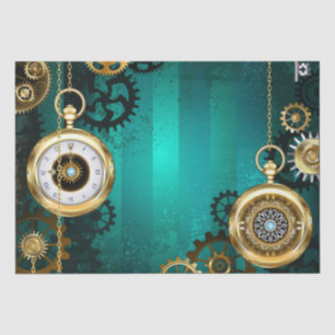 Steampunk-Schmuckschau auf grünem Hintergrund Seidenpapier
