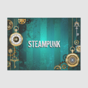 Steampunk-Schmuckschau auf grünem Hintergrund Seidenpapier