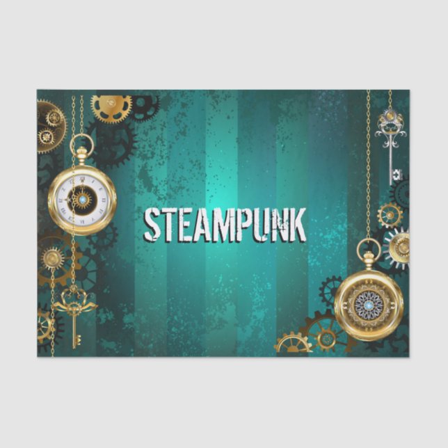 Steampunk-Schmuckschau auf grünem Hintergrund Seidenpapier (Vorderseite)
