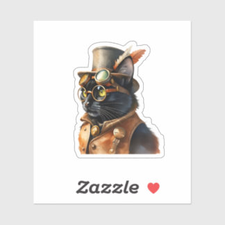 Steampunk-Schwarze Katze Aufkleber