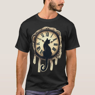 Steampunk-Schwarze-Katzen-Silhouette Vintage-Ornam T-Shirt