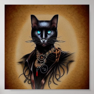 Steampunk-Schwarzer Panther Poster