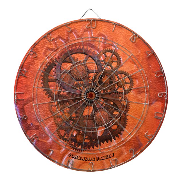 Steampunk Scifi Gears Orange Maschine aus dem 19.  Dartscheibe (vorne)