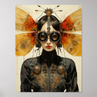 Steampunk Scifi Insect Frau