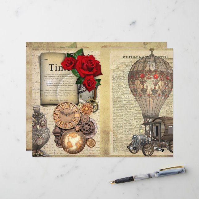 Steampunk Scrapbook/Journal-Seiten (Vorderseite/Rückseite Beispiel)