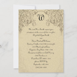 Steampunk Scroll Monogram Wedding Einladung