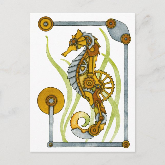 Steampunk Seahorse Postkarte (Vorderseite)