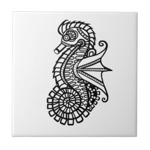 Steampunk-Seepferd-Schablone Fliese