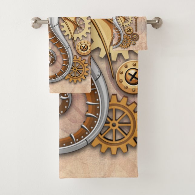 Steampunk Seepferd Vintag Surreal Art Badhandtuch Set (Insitu)