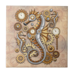 Steampunk Seepferd Vintag Surreal Art Fliese