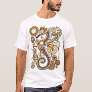 Steampunk-Seepferdchen Vintage Surreal Art T-Shirt