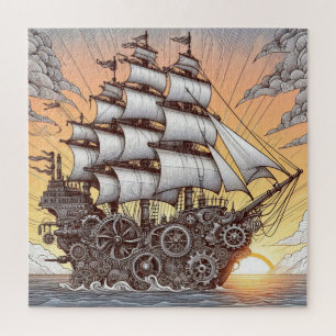 STEAMPUNK SEGELSCHIFF SUNSET PUZZLE