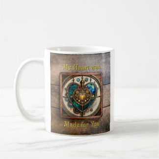 Steampunk-Serie Golden Stained Glass Heart Kaffeetasse