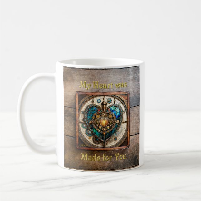 Steampunk-Serie Golden Stained Glass Heart Kaffeetasse (Links)
