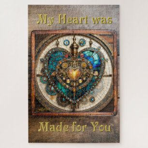 Steampunk-Serie Golden Stained Glass Heart Puzzle