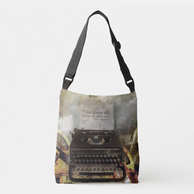 Steampunk Shakespeare Quote Bag Tragetaschen Mit Langen Trägern (Vorderseite)