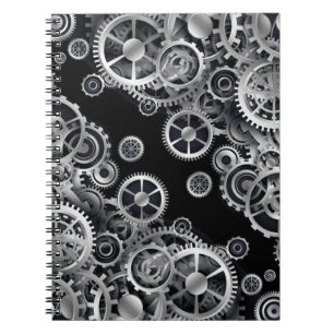 Steampunk silbernes Gang-Notizbuch Notizblock