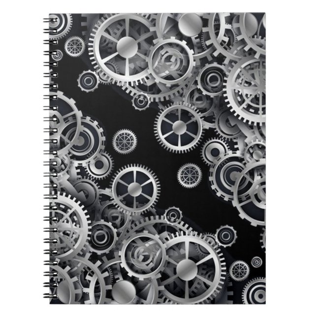 Steampunk silbernes Gang-Notizbuch Notizblock (Vorderseite)