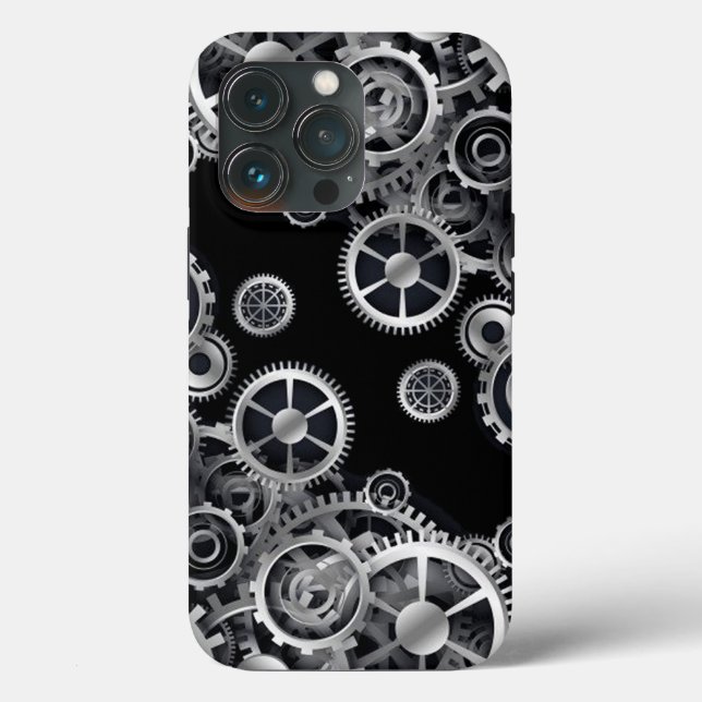 Steampunk Silver Gears Case-Mate iPhone Hülle (Rückseite)