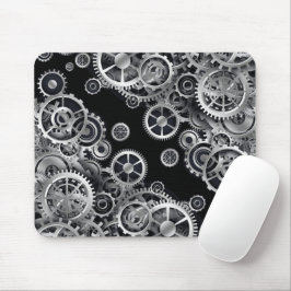 Steampunk Silver Gears Mouse Pad Mousepad