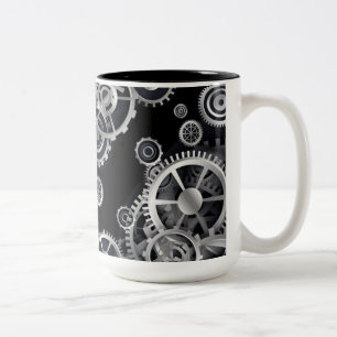 Steampunk Silver Gears Zweifarbige Tasse