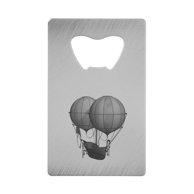 Steampunk Silver Hot Air Ballons mit Schiff Geldbeutel Flaschenöffner (Vorderseite)
