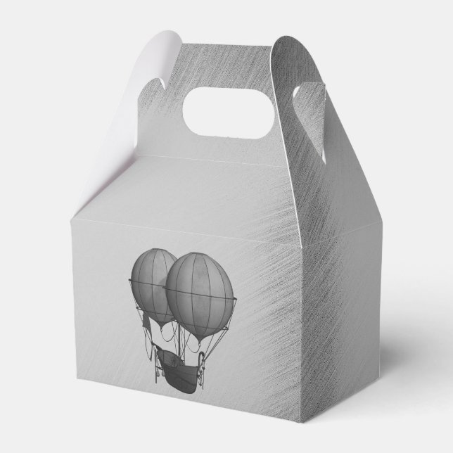 Steampunk Silver Hot Air Ballons mit Schiff Geschenkschachtel (Vorderseite)