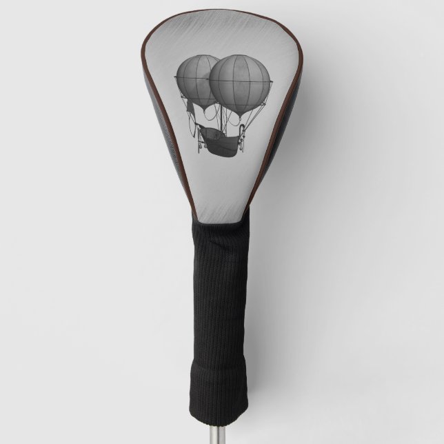 Steampunk Silver Hot Air Ballons mit Schiff Golf Headcover (Vorderseite)