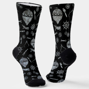 Steampunk Silver Zinc Balloons subtil Mit Monogram Socken