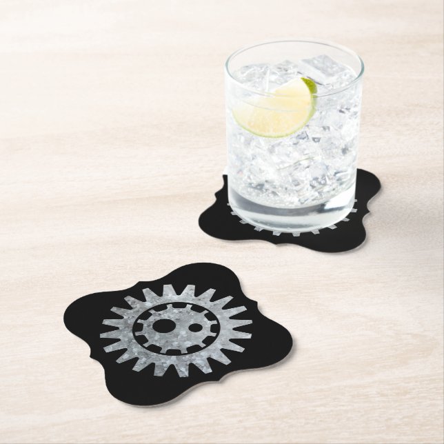 Steampunk Silver Zinc Gear I Untersetzer (Vor Ort)