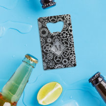 Steampunk Silver Zinc Gears Custom Monogram