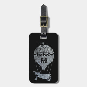 Steampunk Silver Zinc Heißluftballon Monogram Gepäckanhänger